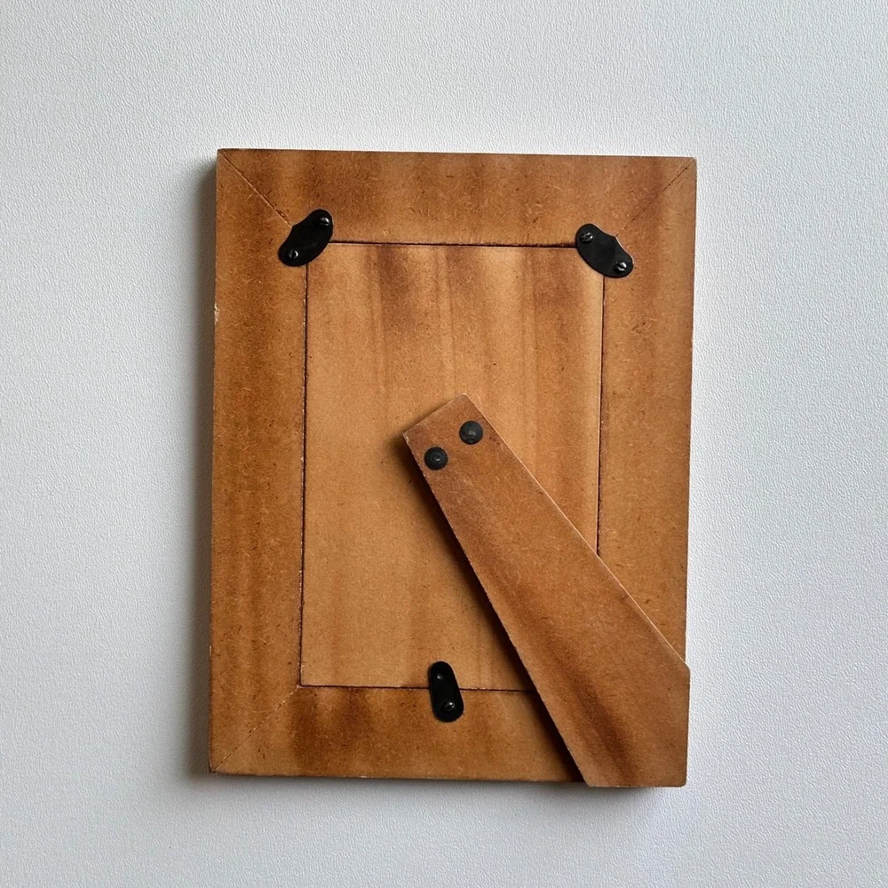 Vintage Vaneer Picture Frame 5x7 Orange Brown Avant Garde Artsy‎